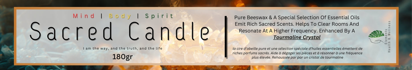 EHW Candle Sacred Candle With FREE Tourmaline Crystal