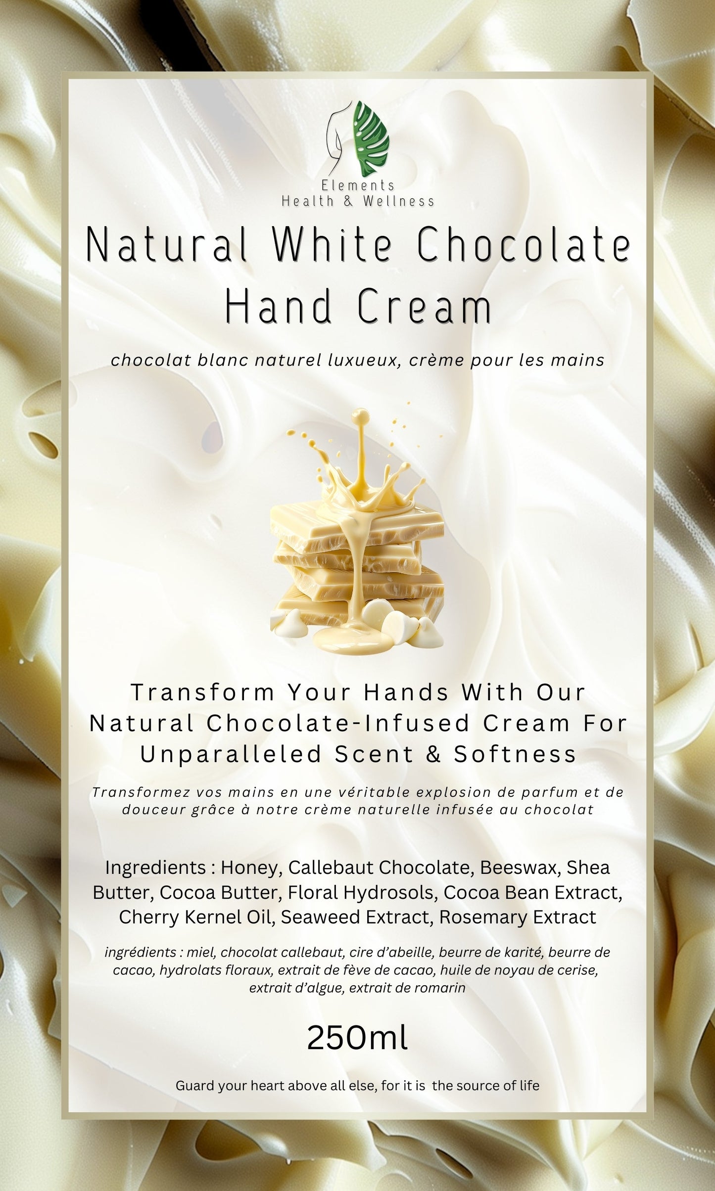 EHW Natural Hand Cream 250ml Natural White Chocolate Hand Cream