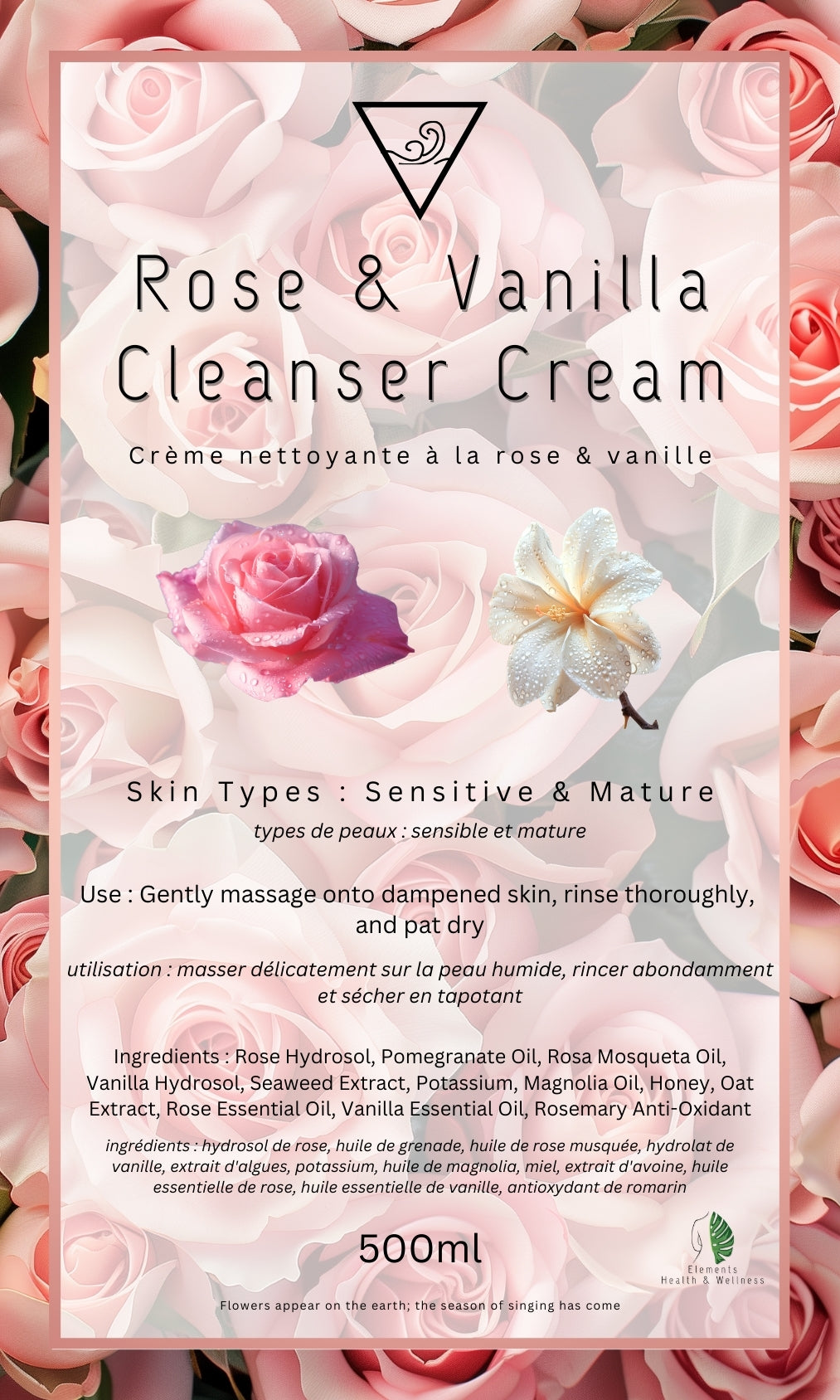 Elements Health & Wellness Face Cleanser Rose + Vanilla Facial Cleanser