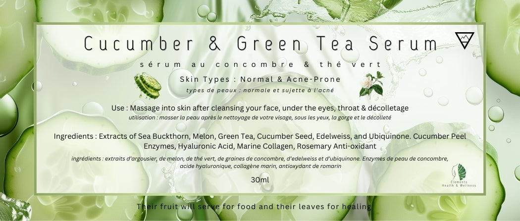 Elements Health & Wellness Serum Cucumber + Green Tea Facial Serum